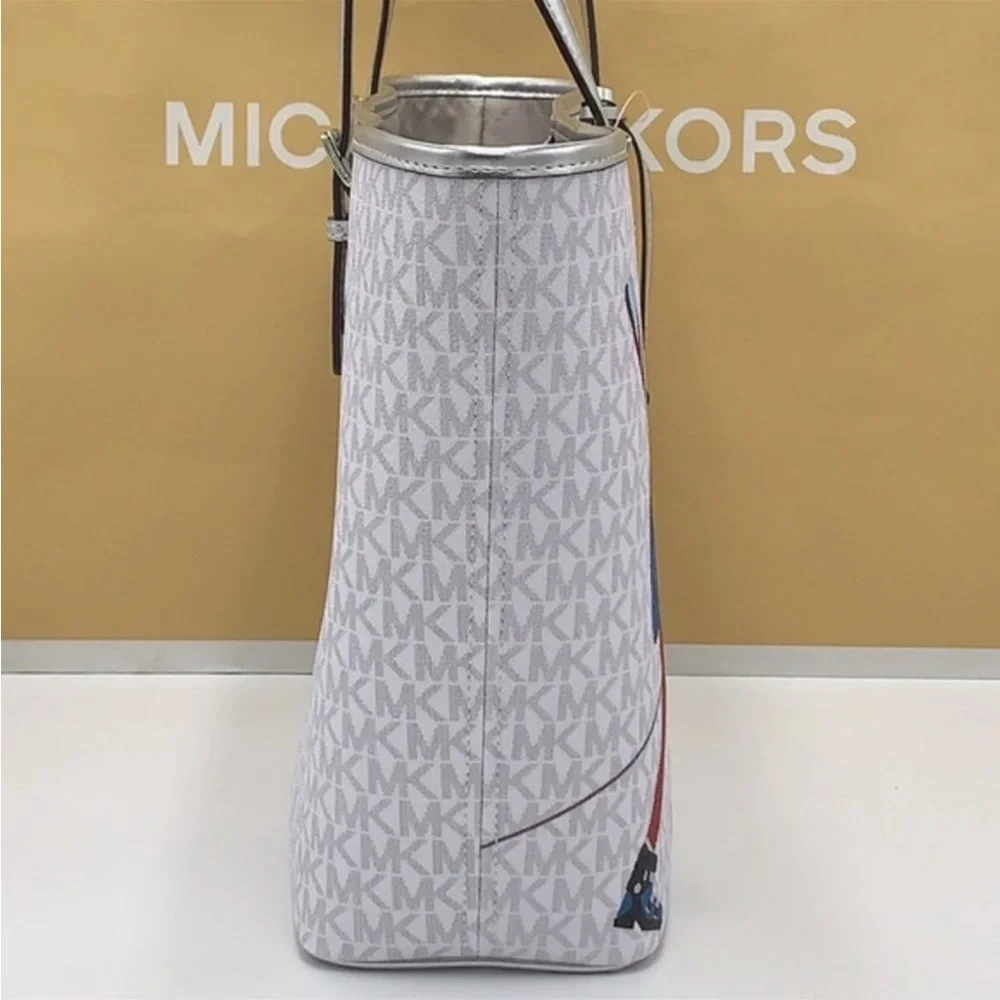 Michael Kors Signature Jet Set Girls Medium Carryall Tote Bright White Multi - Picture 5 of 14
